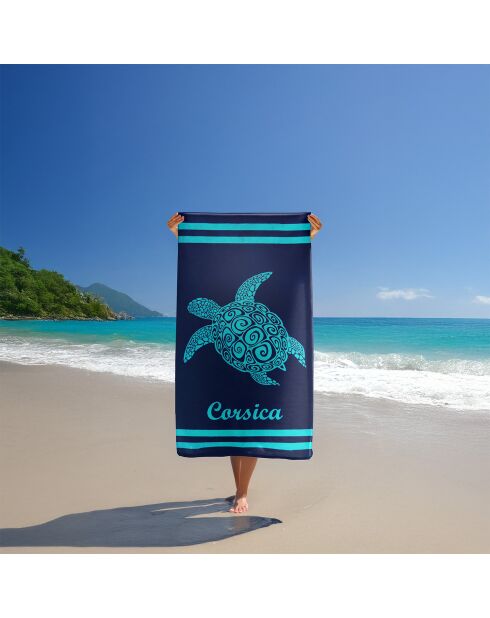 Nonza blauwe jacquard fluwelen badstof strandhanddoek - 90x170 cm