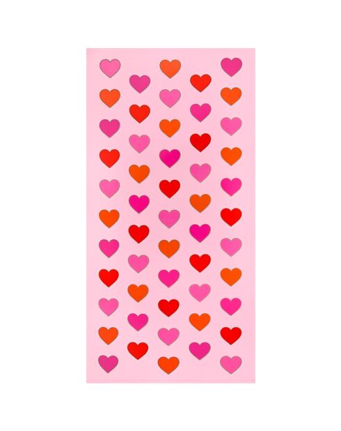 Serviette de plage enfant microfibre Cœurs Rose - 70x140 cm