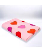 Serviette de plage enfant microfibre Cœurs Rose - 70x140 cm
