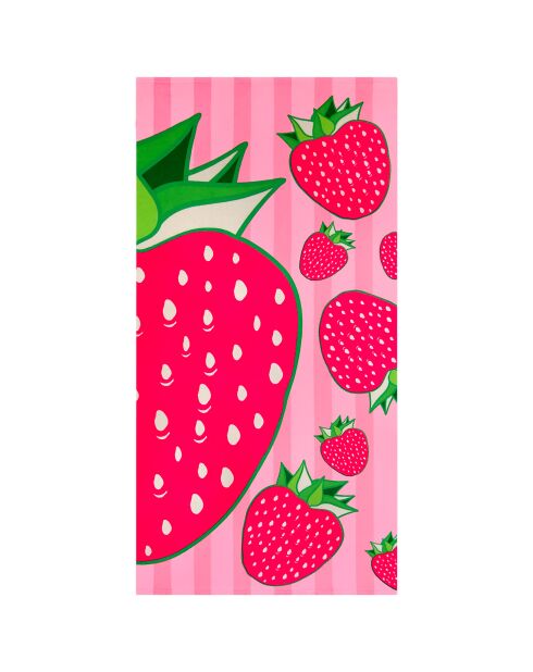 Serviette de plage microfibre Pop-Fraise Rose - 75x150 cm