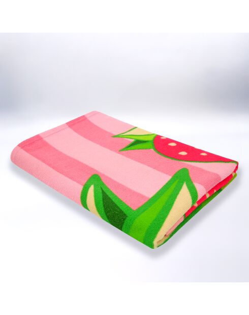 Serviette de plage microfibre Pop-Fraise Rose - 75x150 cm