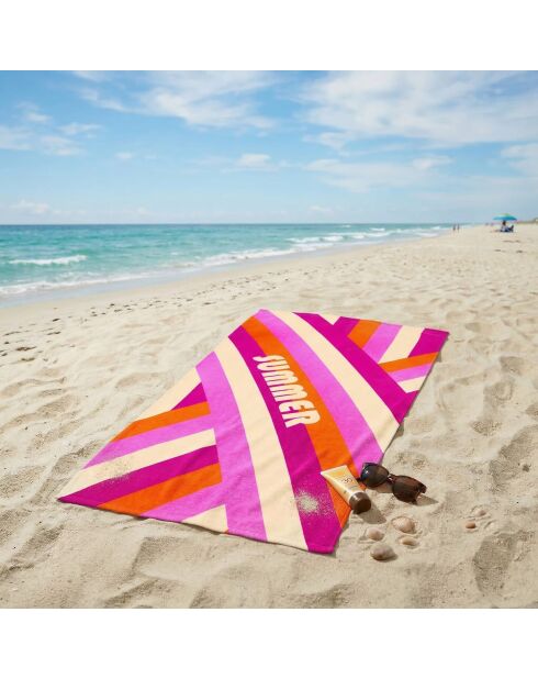 Serviette de plage microfibre Summer Pop Rose - 90x170 cm