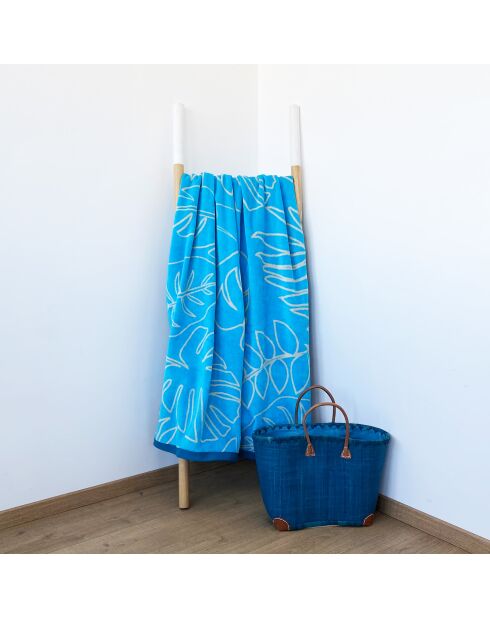 Kentia strandlaken van turkoois jacquard velours badstof - 100x175 cm