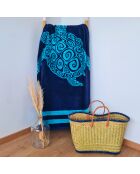 Pavlos blauwe jacquard fluwelen badstof strandlaken - 90x170 cm