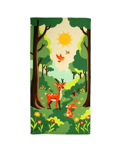 Serviette de plage enfant microfibre Foret Multicolore - 70x140 cm