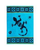XL strandlaken met fluwelen spons Jacquard Guadalmar Blue - 140x180 cm