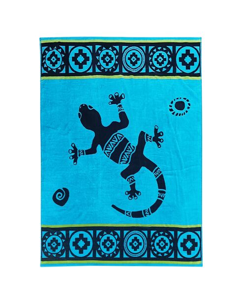 XL strandlaken met fluwelen spons Jacquard Guadalmar Blue - 140x180 cm