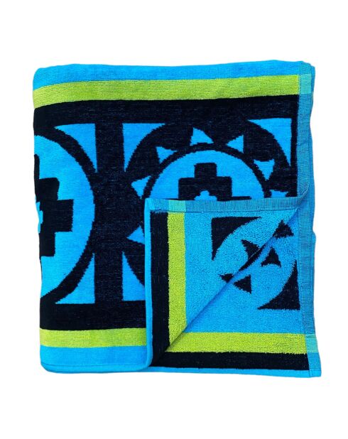 XL strandlaken met fluwelen spons Jacquard Guadalmar Blue - 140x180 cm