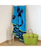XL strandlaken met fluwelen spons Jacquard Guadalmar Blue - 140x180 cm
