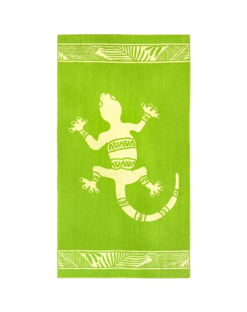 Serviette de plage éponge velours Jacquard Cosmo Vert - 90x170 cm