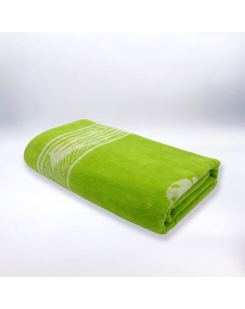 Serviette de plage éponge velours Jacquard Cosmo Vert - 90x170 cm