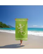 Serviette de plage éponge velours Jacquard Cosmo Vert - 90x170 cm