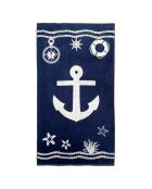 Oakland marineblauwe jacquard fluwelen badstof strandlaken - 100x175 cm