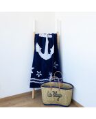 Oakland marineblauwe jacquard fluwelen badstof strandlaken - 100x175 cm