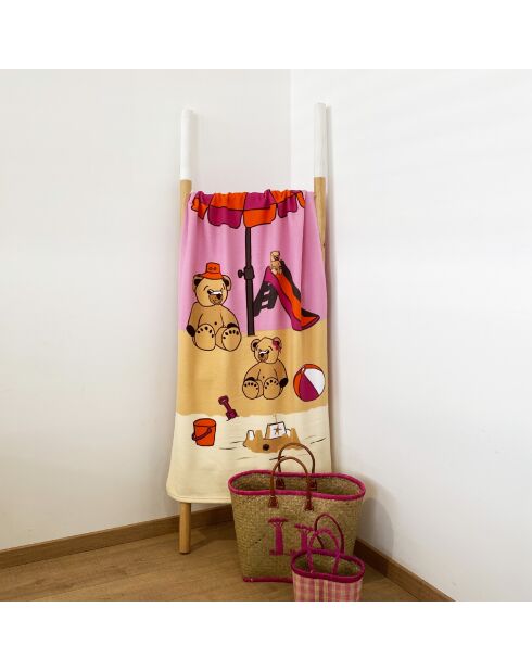 Serviette microfibre enfant Nounours Multicolore - 70x140 cm
