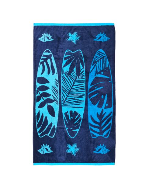 Rada Badetuch aus blauem Jacquard-Samt, Frottee, 90 x 170 cm