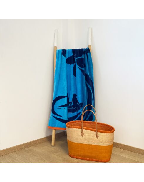 Asciugamano da spiaggia in spugna jacquard blu Coolsurf - 90x170 cm