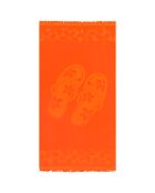 Toalla de playa Kerlaz de terciopelo jacquard tallado en naranja, 90 x 170 cm