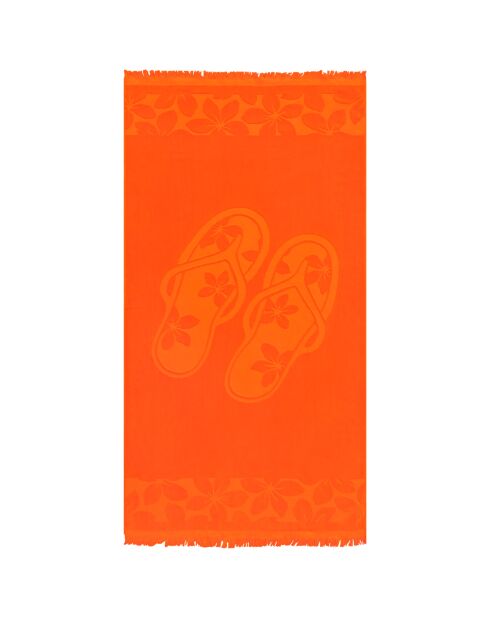 Kerlaz oranje gesneden jacquard fluwelen badstof strandlaken - 90x170 cm