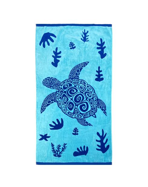 Malari blauwe jacquard fluwelen badstof strandhanddoek - 90x170 cm