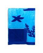 Malari blauwe jacquard fluwelen badstof strandhanddoek - 90x170 cm
