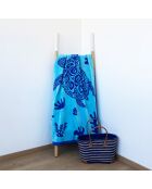 Malari blauwe jacquard fluwelen badstof strandhanddoek - 90x170 cm