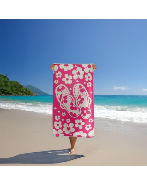 Asciugamano da spiaggia Myrtos Rose Jacquard Velvet Terry - 90x170 cm