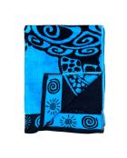 Turtle Turtle blauwe jacquard fluwelen badstof strandhanddoek - 100x175 cm