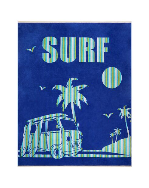 Nyaralas blauwe jacquard fluwelen badstof strandlaken - 140x180 cm