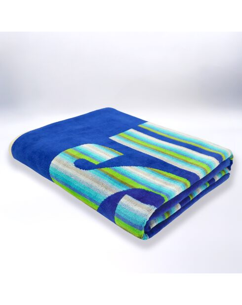 Nyaralas blauwe jacquard fluwelen badstof strandlaken - 140x180 cm