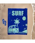 Nyaralas blauwe jacquard fluwelen badstof strandlaken - 140x180 cm