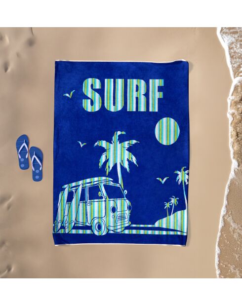 Nyaralas blauwe jacquard fluwelen badstof strandlaken - 140x180 cm