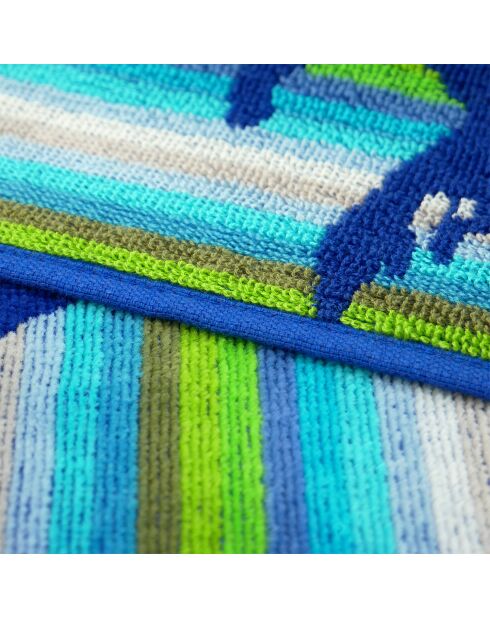 Nyaralas blauwe jacquard fluwelen badstof strandlaken - 140x180 cm