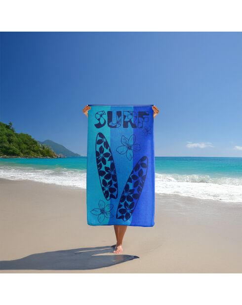 Pyrgos blauwe jacquard fluwelen badstof strandlaken - 100x175 cm