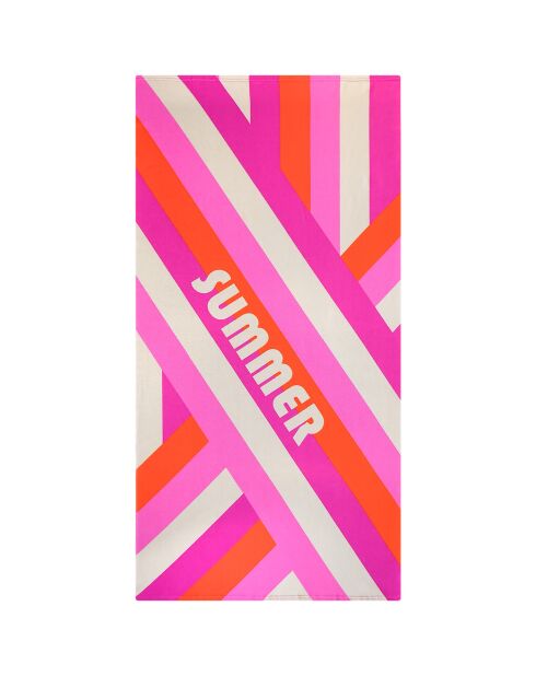 Serviette de plage microfibre Rayure-Pop Rose - 75x150 cm