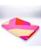 Serviette de plage microfibre Rayure-Pop Rose - 75x150 cm