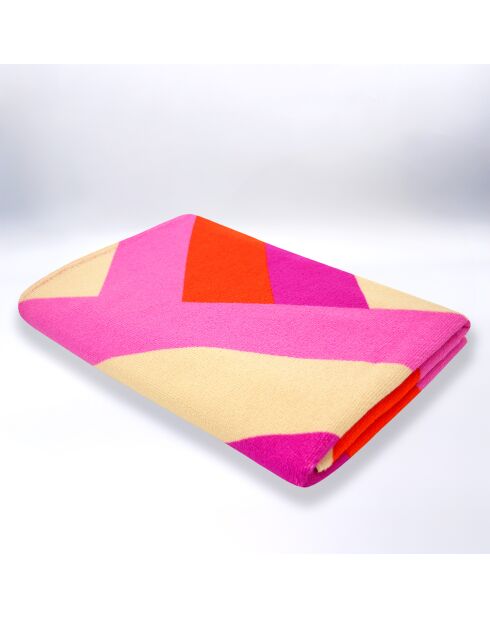 Serviette de plage microfibre Rayure-Pop Rose - 75x150 cm