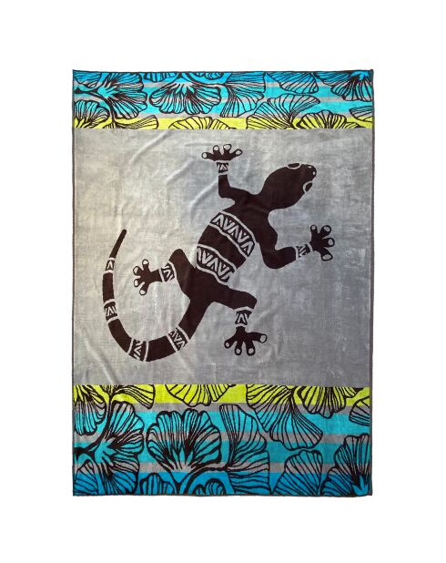 XL strandlaken met fluwelen spons Jacquard Lazare Bleu - 140x180 cm