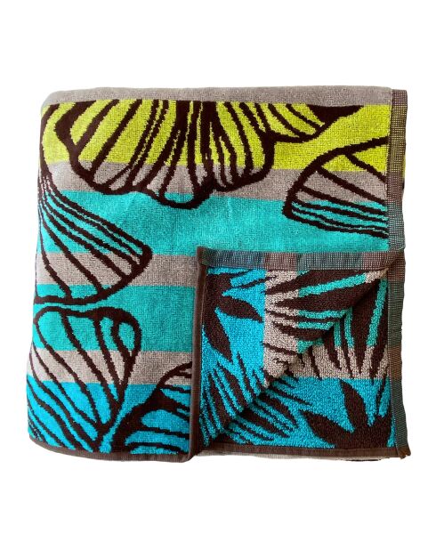 XL strandlaken met fluwelen spons Jacquard Lazare Bleu - 140x180 cm