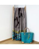 XL Badetuch aus Samtschwamm Jacquard Lazare Bleu - 140x180 cm