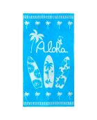 Prima blauwe jacquard fluwelen badstof strandhanddoek - 90x170 cm