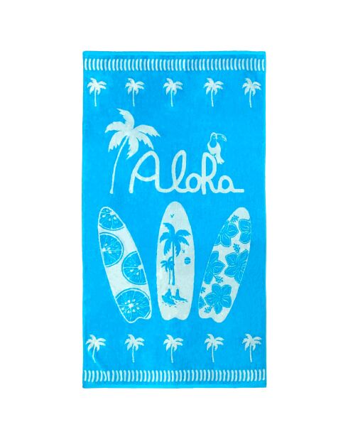 Prima blauwe jacquard fluwelen badstof strandhanddoek - 90x170 cm