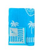 Prima blauwe jacquard fluwelen badstof strandhanddoek - 90x170 cm