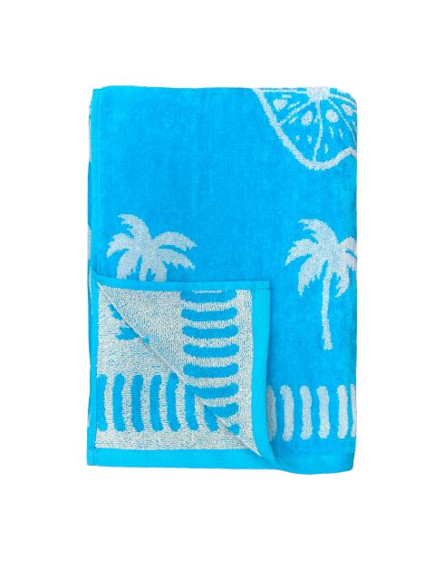 Prima blauwe jacquard fluwelen badstof strandhanddoek - 90x170 cm