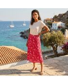Rok met fuchsia-print in Aratase