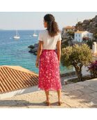 Rok met fuchsia-print in Aratase