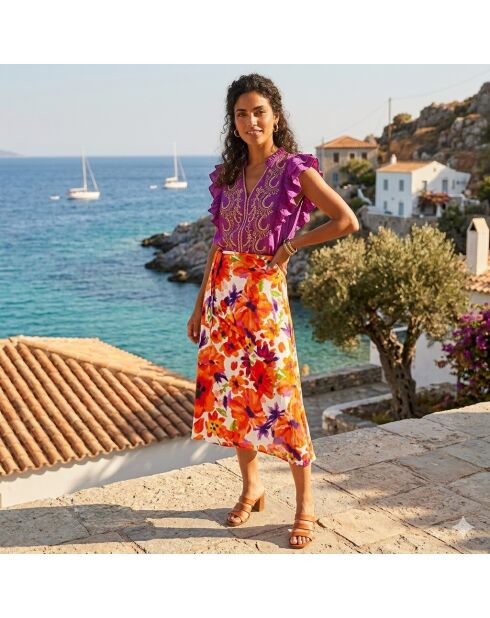 Jupe en Lin mélangé Dorine orange