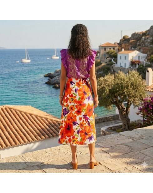 Jupe en Lin mélangé Dorine orange