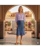 Bedrucktes Nata-Hemd in Indigo/Weiß