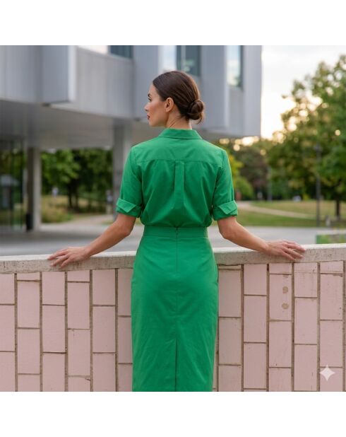 Clony overhemd in groene katoenen popeline